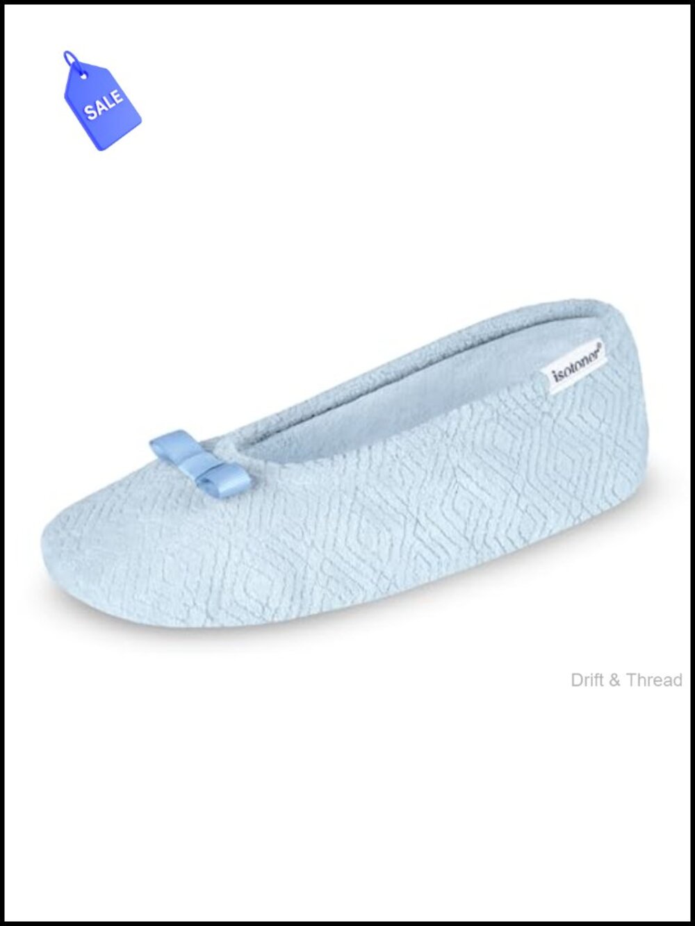 isotoner Women's Diamond Microterry Ballerina Slippers Memory Foam Suede Sole